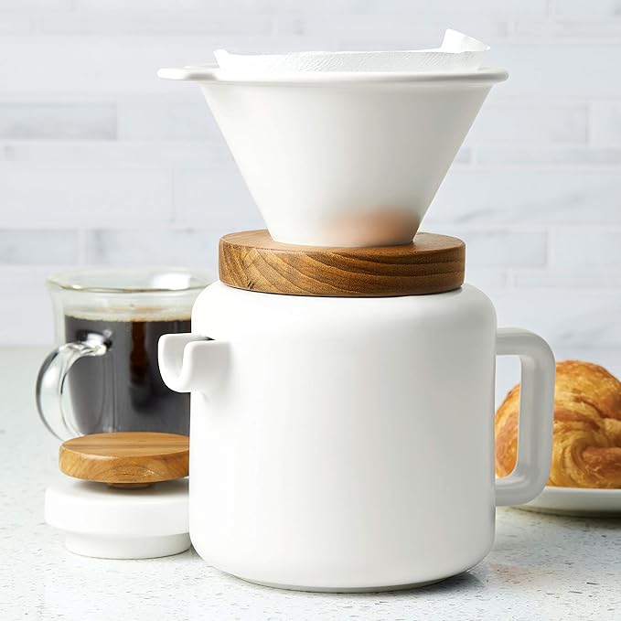 BonJour 47955 4-Cup Pour Set Stoneware Coffee Maker Matte White