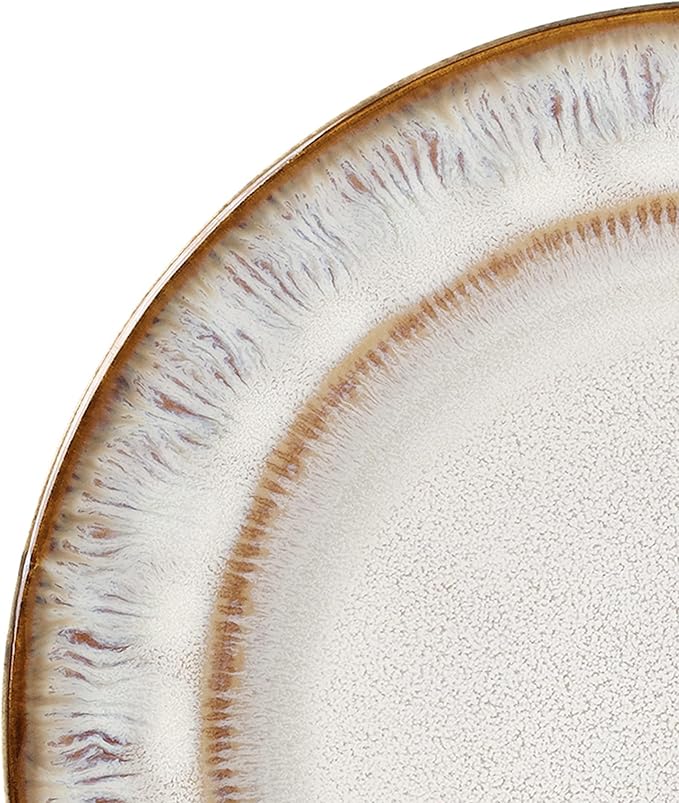 Elegant and Modern Stoneware Scroll Dinnerware Set for Hosting Parties and Events - Mocha Swirl 16 Piece