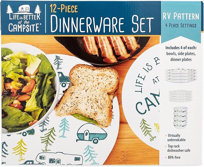 LIBATC Dinnerware Set Melamine Sketch Pattern