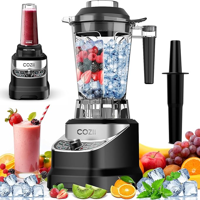 Professional Blender 2000W Smoothie Countertop Blenders for Kitchen7 Preset Programs for Ice Crush/Frozen Drinks/Dips/Nut Butter High Speed Dishwasher Safe (Dark)