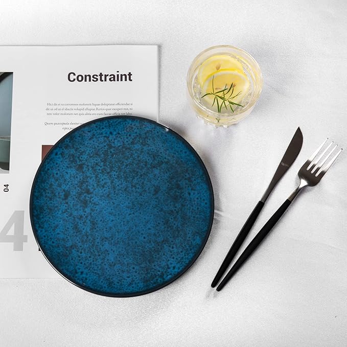 Melamine Dinnerware Sets for 4 Dinner Plates Bowls Set Unbreakable Melamine Classic Blue Dinnerware Dishwasher Safe Tableware Sets for Everyday Use 12 Pcs