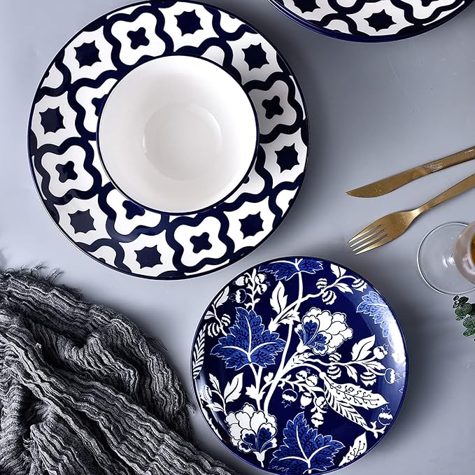 Wisenvoy Dinnerware Sets Plates and Bowls Sets Ceramic Plate Set Stoneware Dinnerware Set Dishes Set for 4