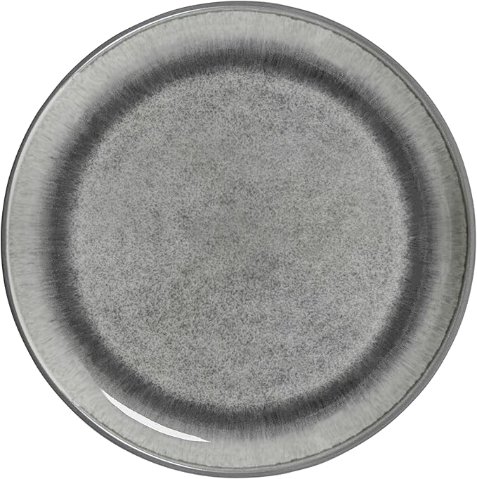 Sango Asher 12-Piece Stoneware Dinnerware Set for 4 Gray Ceramic Plates and Bowls Sets Modern Dish Set with Reactive Glaze Durable Kitchen Dishes for Casual Dining Microwave &amp Dishwasher Safe