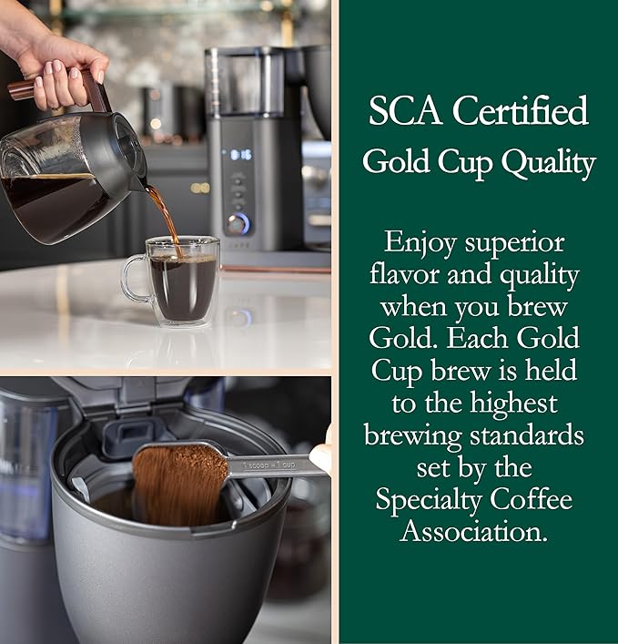 Café Specialty Drip Coffee Maker 10-Cup Glass Carafe WiFi Connected Smart Voice-to-Brew Includes Reusable Filter Basket &amp Grounds Scooper Barista-Quality Brew SCA Certified Matte Black