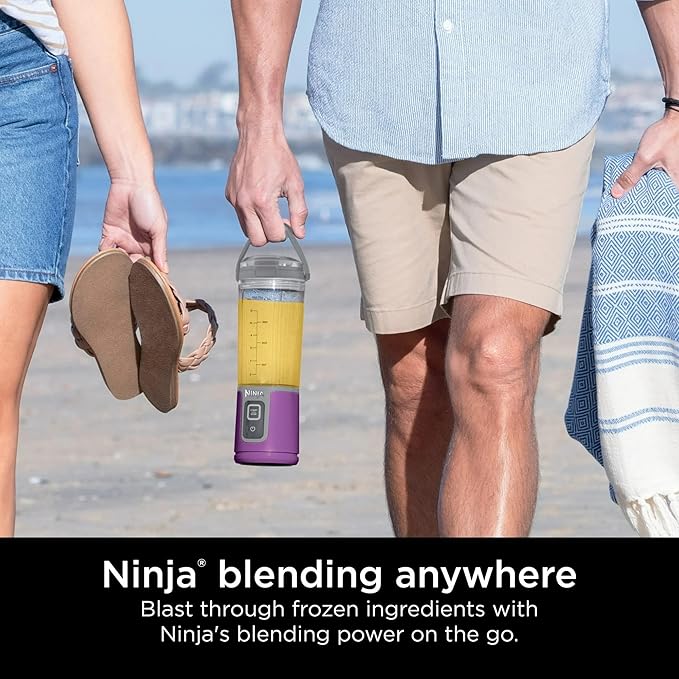 Ninja Blast 16 oz. Personal Portable Blender with Leak Proof Lid and Easy Sip Spout Perfect for Smoothies Cordless USB-C Rechargeable Dishwasher Safe Parts (Renewed) (Passion Fruit Purple)