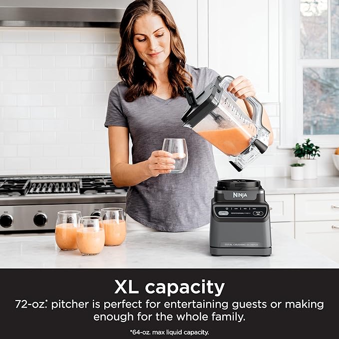 Ninja Professional Blender | Smoothie Blender Drink Mixer Grinder Ice Crusher | Total Crushing™ Technology Auto-iQ™ Smart Presets Professional 1200W Power XL 72oz Pitcher | Dark Grey | BR201AMZ