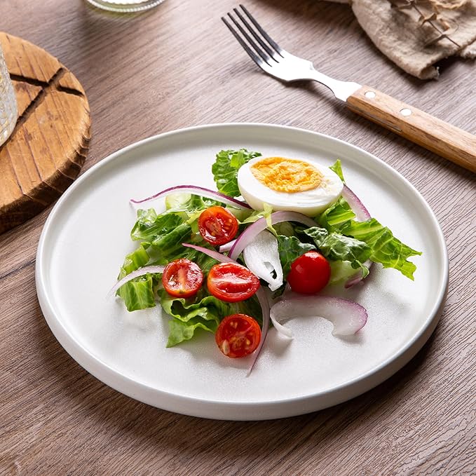 AmorArc Stoneware Dinnerware Sets for 6Reactive Ceramic Plates and Bowls SetHighly Chip and Crack Resistant | Dishwasher &amp Microwave Safe | Round Dishes Set Service for 6 (18pc)Matte White
