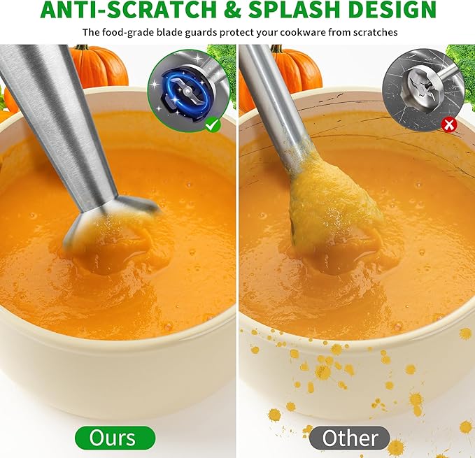 Cordless Immersion Blender Handheld Rechargeable 4 In 1 Electric Hand Blender Stick Blender Variable Speed with Chopper Beaker Whisk Stainless Steel Blade for Soup Baby Food Smoothies
