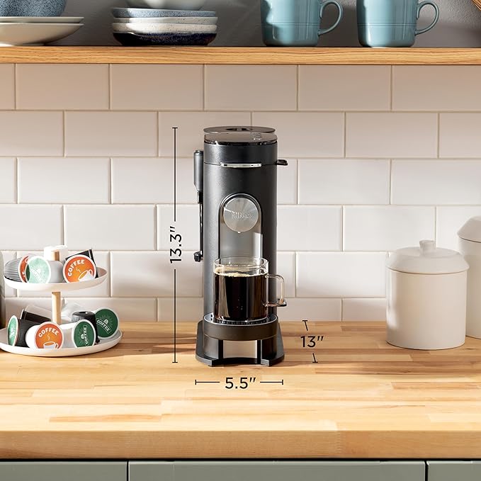 Ninja | Coffee Maker | Single Serve |Brew with Coffee Pods &amp Grounds| Compatible with K-Cup Coffee Pods | 4 Brew Styles up to 24oz Cup Sizes &amp 56oz Removable Reservoir | Black | PB051