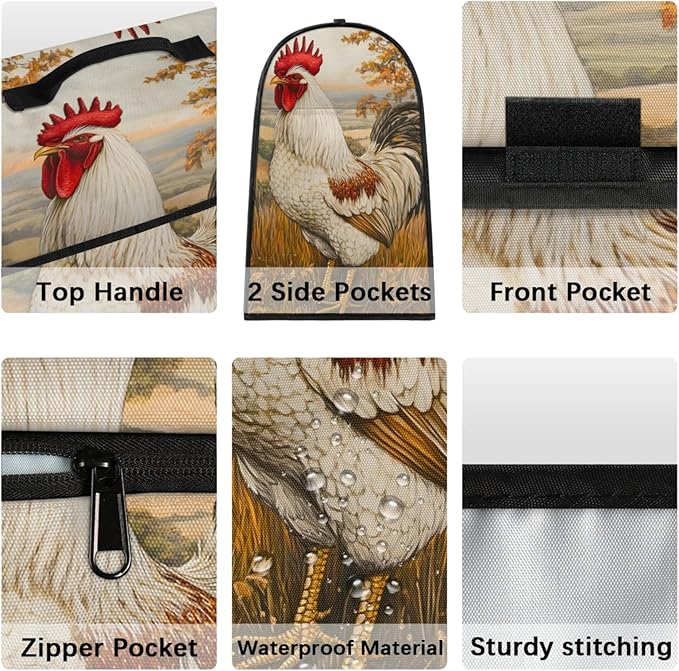 cfpolar Kitchen Aid Mixer Cover Compatible with 6-8 Quarts Watercolor Rooster Flower Stand Mixer Cover Kitchen Aid Mixers Accessories Appliance Organizer Bag Dust Covers with Zipper Pocket