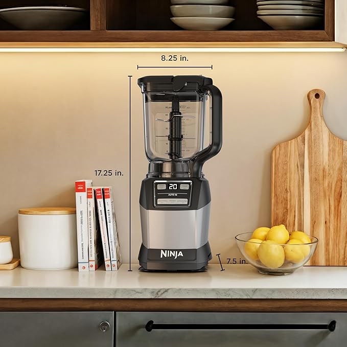 Ninja Blender Compact Kitchen System 1200W 3 Functions for Smoothies Dough &amp Frozen Drinks with Auto-IQ 72-oz.* Blender Pitcher 40-oz. Processor Bowl &amp 18-oz. Single-Serve Cup Grey AMZ