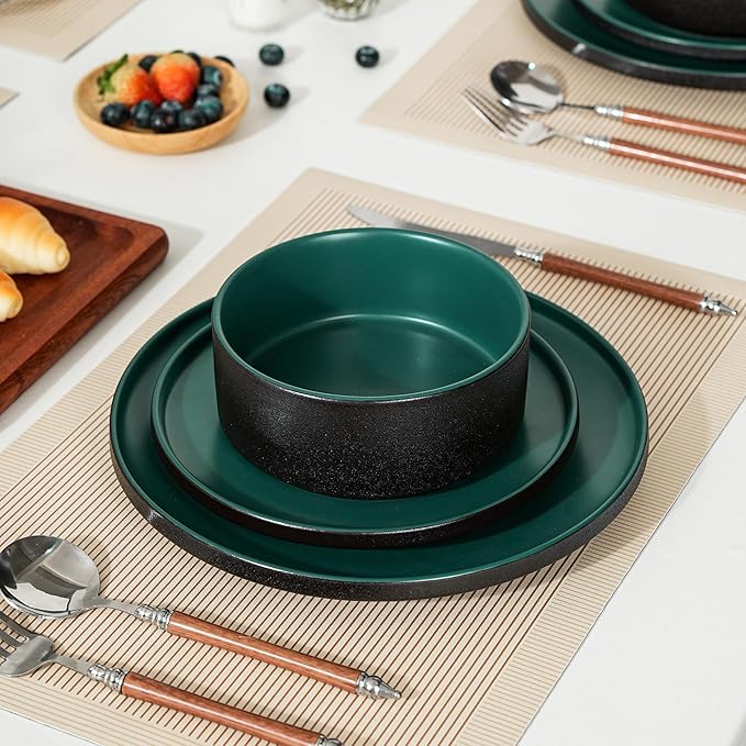 Stoneware Cereal and Soup Bowls Set of 4 6 Inch Matte Glaze Ceramic Bowls for Breakfast &amp Oatmeal Microwave and Dishwasher Safe Matte Green
