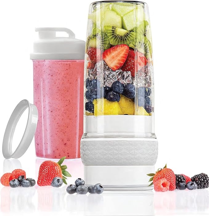 Bionic Blade Personal Portable Blender 26.5 oz with Extra Shaker &amp Lid Cordless &amp Rechargeable Airtight Mini Blender for Smoothies Shakes Juices &amp Sauces White As Seen on TV