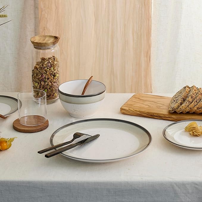 Earth &amp Clay Harlow 12-Piece Dinnerware Set Earthenware Beige