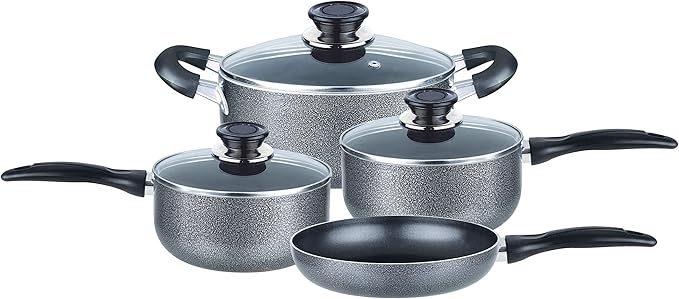 Brentwood Appliances BPS-207G 7-Piece Aluminum Non-Stick (Granite) Cookware Sets NORMAL Gray