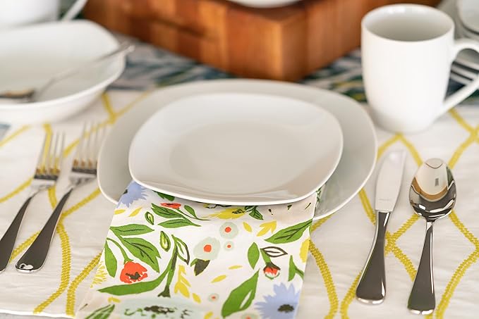 10 Strawberry Street Simply Square 16 Piece Dinnerware Set Porcelain White