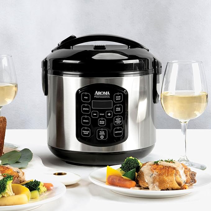 AROMA® Professional 8-Cup (Cooked) / 2Qt. Digital Rice &amp Grain Multicooker ARC-984SBD
