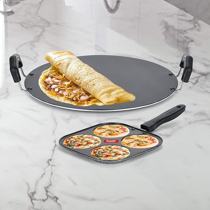 Sumeet NonStick Fedha Cookware Set (Tawa-30.5cm Dia + Mini Multi Snack Maker - 4 Cavity -19.5cm)
