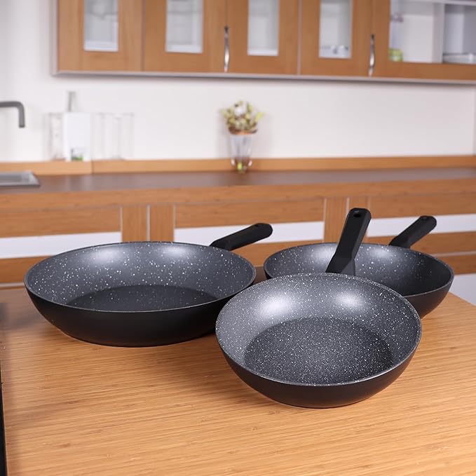 Serenk Pots and Pans Set Stainless Steel Non Stick 7 Pieces Non Toxic Cokware Induction Cookware w/Pots &amp Pans &amp Saucepans Cooking Sets Pots and Pans (Fryin Pan Set 3 Pc)