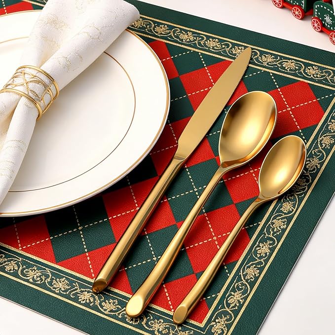 Gold 20-Piece Silverware Set Elegant Stainless Steel Flatware Set Cutlery Set Mirror Polished Dishwasher Safe Service for 4