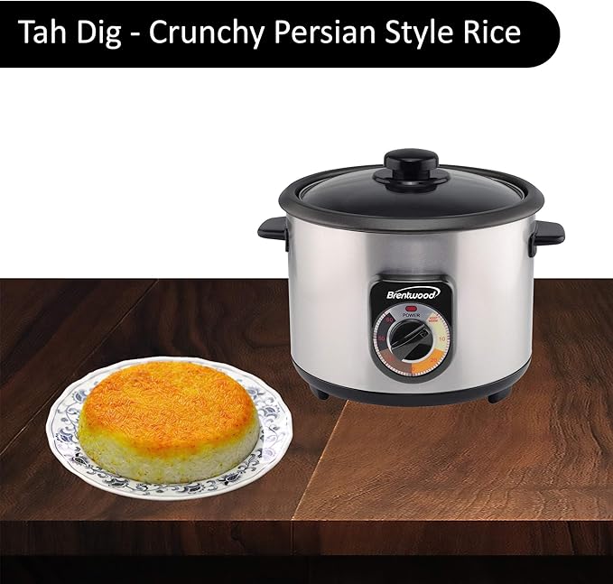 Brentwood TS-1020S 10-Cup Uncooked/20-Cup Cooked Crunchy Persian Rice Cooker Stainless Steel [TS-1020S]
