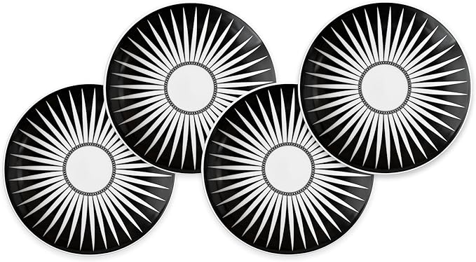 Caskata Unique Design Appetizer Plates Set of 4 | High-Design Lead-Free Porcelain Dinnerware Dessert Plates Set | Black Dinnerware Set for Entertaining Everyday Wedding or Birthday Gifts | 6.35 in