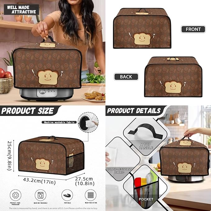Appliance Covers for Kitchen Counter Cute Toast Slow Cooker Cover Kitchen Appliance Cover Set Universal Size Blender Cover Slow Cooker Cover Toaster Cover 2 Slice Cooker Cover Dust Cover