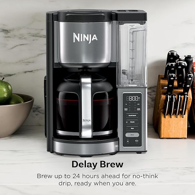 Ninja Fresh Brew™ Drip Coffee Maker | Programmable 14Cup Glass Carafe Brew Classic &amp Rich 70oz Removable Water Reservoir | Small Batch Delay Brew Adjustable Warming Plate | Stainless Steel | C