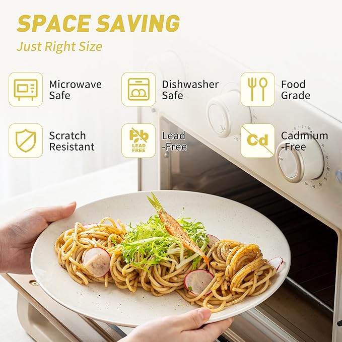 Plates and Bowls Sets 12 Pieces Modern Stoneware Dinnerware Set for 4 Kitchen Dinner Set Ceramic Dishware Dishes Set Microwave and Dishwasher Safe (White)