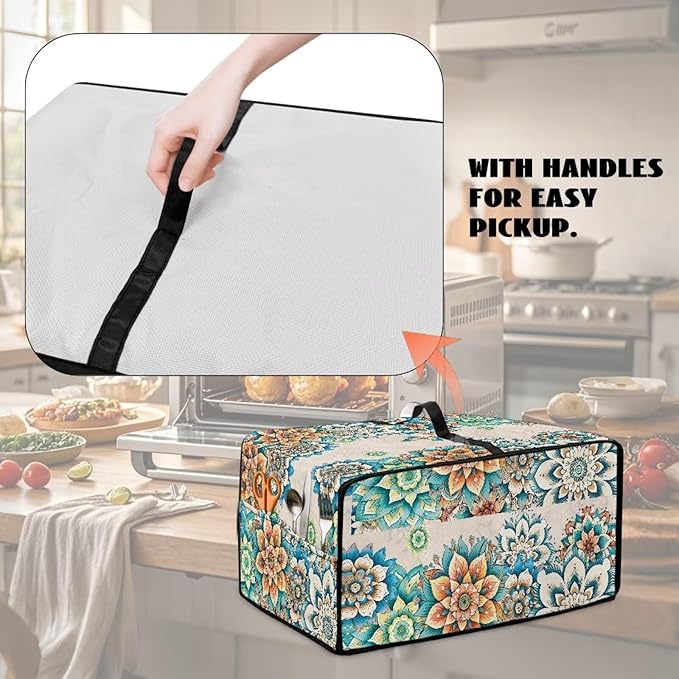 Doojoayie Small Appliance Cover 6 Slice Toaster Dust Protection Cover 19.7x16x 10 Bread Machine Protector Floral Print Gift for Mother Wife Women Cook