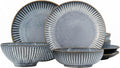 Reactive Glaze Stoneware Dinnerware Set Service for 2 8 Piece Ceramic Plates and Bowls with Deep Pasta Bowls Chip Resistant Microwave &amp Dishwasher Safe