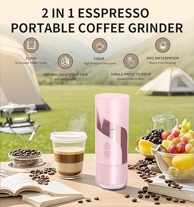 Magnavox HOME Portable Espresso Coffee Maker (Grounds or Pods) with Fast Brew Technology &amp Single Touch Control Ideal for Offices or Travel