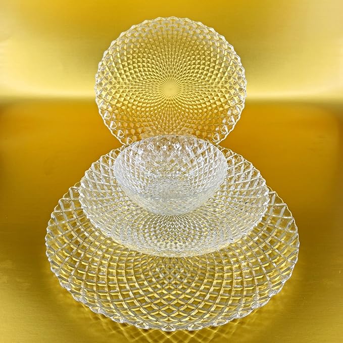 PAVO Clear Glass Dinnerware Set
