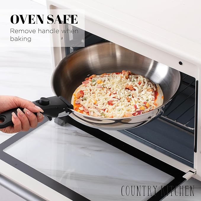 Country Kitchen Cookware Set with Removable Handle Oven &amp RV Safe Pots and Pans Set Stainless Steel Original
