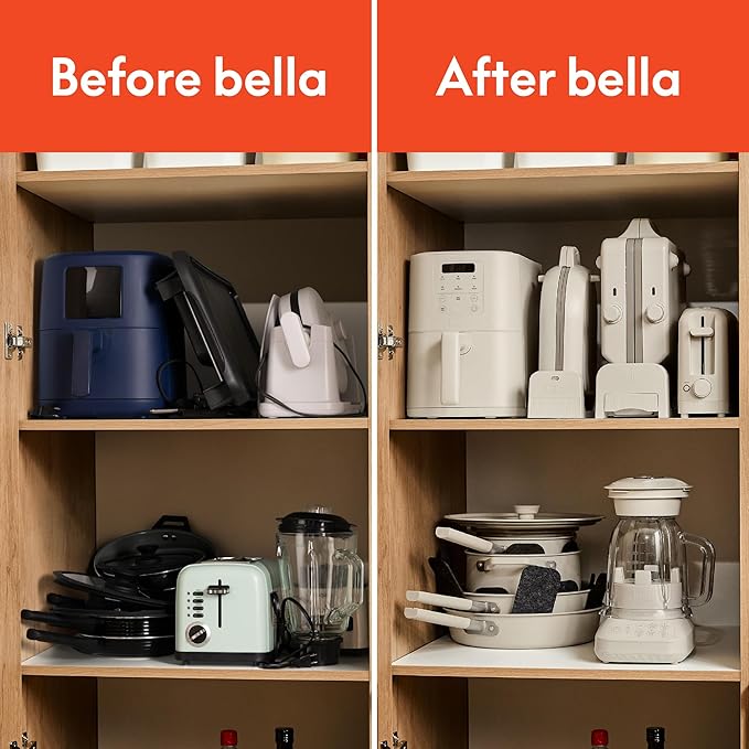 bella 8 Piece Removable Handle Cookware Set Fits-anywhere™ Kitchenware w EverGood™ Ceramic Nonstick Coating Dishwasher &amp Oven Safe All Stovetops Compatible Glass Lids with Silicone Rims Blac