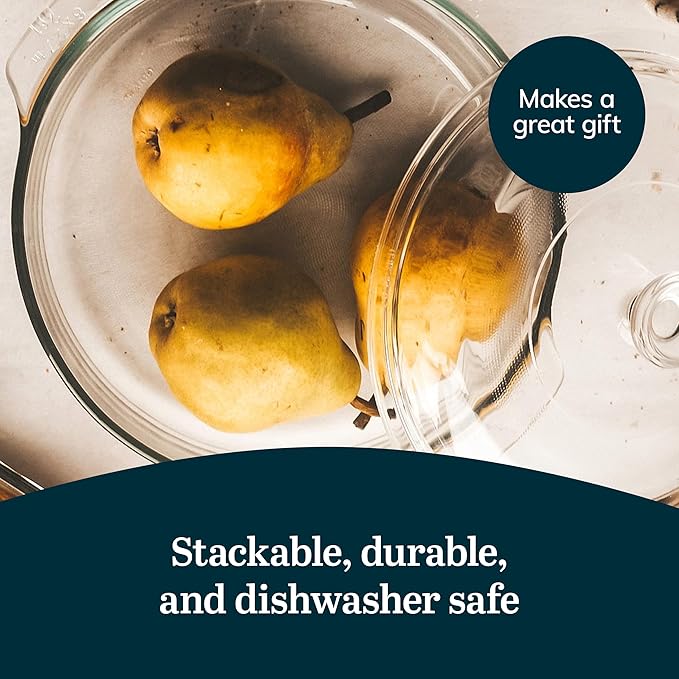 Libbey Baker's Basics 3-Piece Glass Casserole Dishes with Glass Covers Stackable Casserole Dishes for Oven Microwave Refrigerator Versatile Baking Dish Set