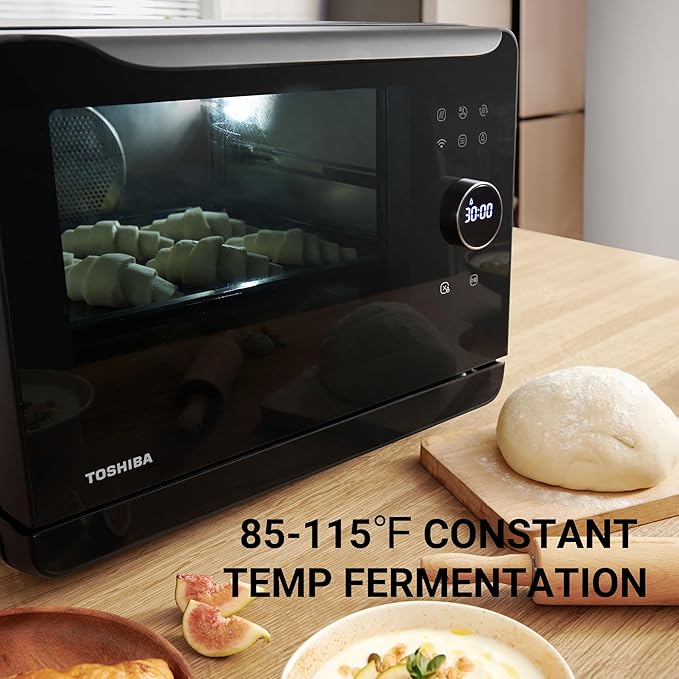 TOSHIBA 6-IN-1 Compact Steam Oven Combi Oven Countertop with Convection Steam &amp Bake Ferment Air Fryer Slow Cook Smart APP Control 36 Preset Menus and Steam Cleaning 20L