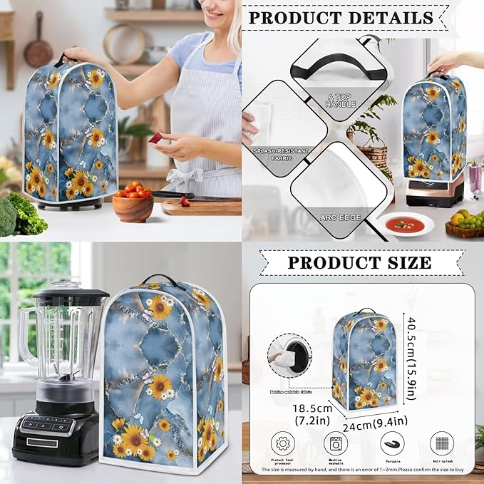 4 Slice Toaster Cover Kitchen Small Appliance Dust Cover with Blender Dust Cover Stand Mixer or Coffee Maker Appliance Cover Dust and Fingerprint Protection Set of 3 - Sunflower Marble