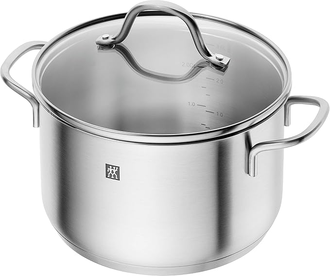Zwilling Flow 5-Piece Cookware Set Glass Lids Suitable for Induction Cookers Dishwasher Safe Rust-Free 18/10 Stainless Steel