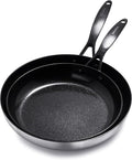 GreenPan Venice Pro Noir Tri-Ply Stainless Steel Healthy Ceramic Nonstick 10 and 12 Frying Pan Skillet Set Matte Black Handle PFAS-Free Multi Clad Induction Dishwasher Safe Oven Safe Silver