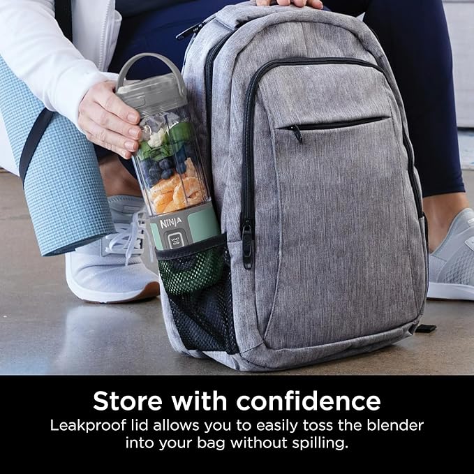 Ninja Blast 16 oz. Personal Portable Blender with Leak Proof Lid and Easy Sip Spout Perfect for Smoothies Cordless USB-C Rechargeable Dishwasher Safe Parts (Renewed) (Forest Green)