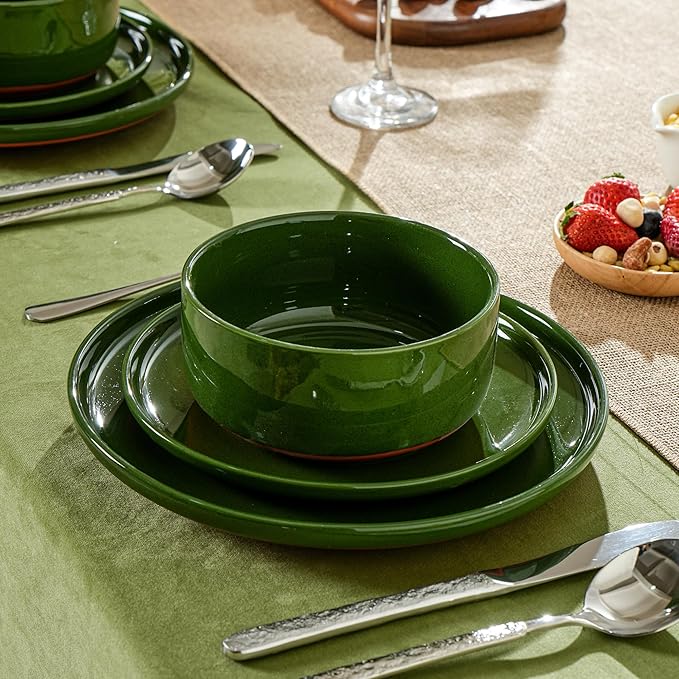26 OZ Cereal Bowl6 Inch Ceramic Bowl Sets for 4Suitable for Breakfast Soups Oatmeal Ramen Pho Udon and SsobaDishwasher &amp Microwave Safe Handcrafted Bowls SetsElegant Green