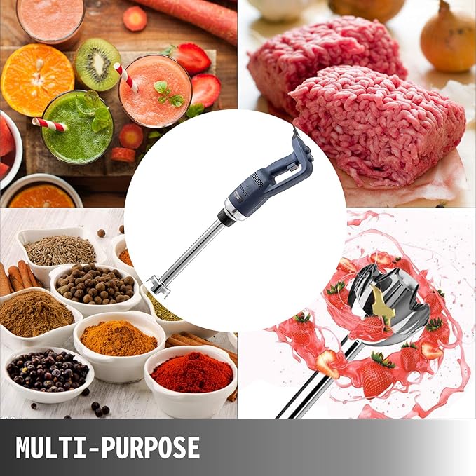 VBENLEM Commercial Immersion Blender 500W Power Hand Held Mixer with 15.7-Inch 304 Stainless Steel Removable Shaft Electric Stick Blender Variable Speed 4000-16000RPM
