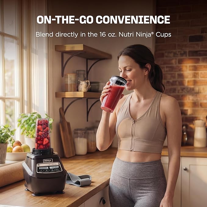 Ninja Kitchen System | All-in-One Food Processor &amp Blender for Smoothies | Includes Pitcher (2) 16 oz. To-Go Cups &amp 8-Cup Bowl | Makes Salsa Dough Shakes &amp Frozen Drinks | 1500W | Blac