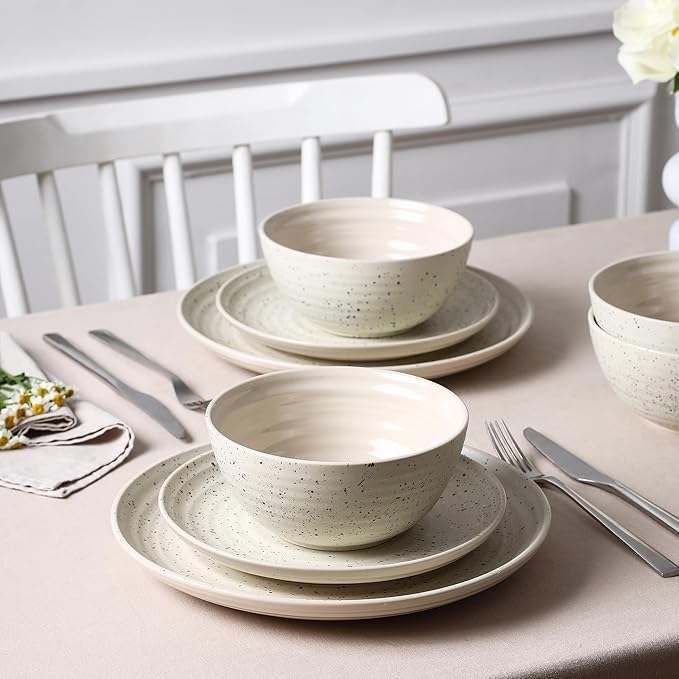 Stone Lain Dua 4-Piece Dinner Plate Set Stoneware White