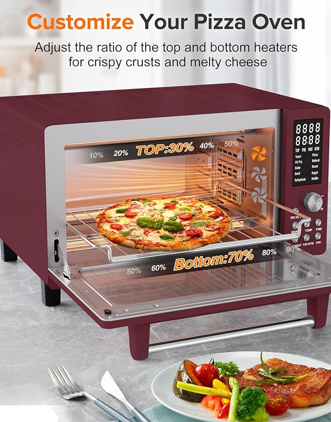 Nuwave Bravo Pro Smart Air Fryer Toaster Oven Combo 10-in-1 Functions with Quicker &amp Even Crisp Technology 1800W 50-450°F PFAS-Free 21QT Cinnamon