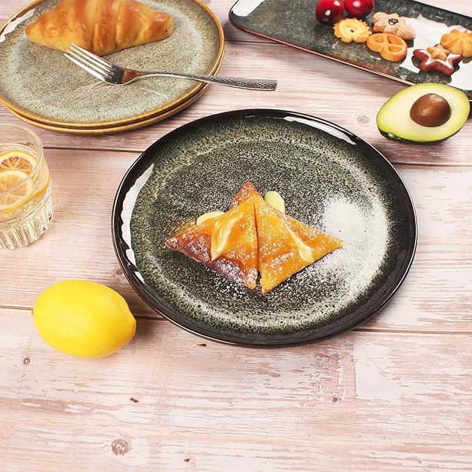 Ceramic Dinner Plates Dish SetSet of 4for Lunch snacks -Microwave Oven &amp Dishwasher SafeScratch ResistantDinnerware Kitchen Porcelain Serving Dishes 10 Inch Round