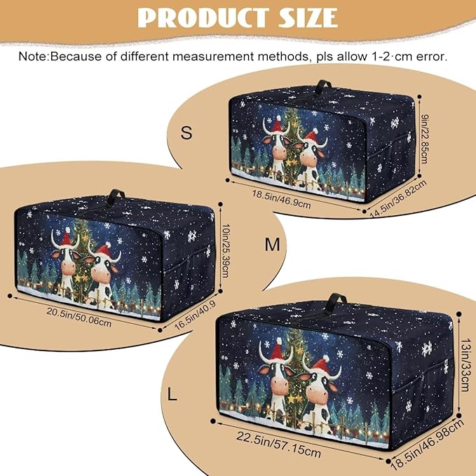 Doojoayie Christmas Cow Toaster Cover 4 Slice Dust-Proof Toaster Oven Cover Stain Resistant Bread Machine Covers Christmas Home Kitchen Decoration