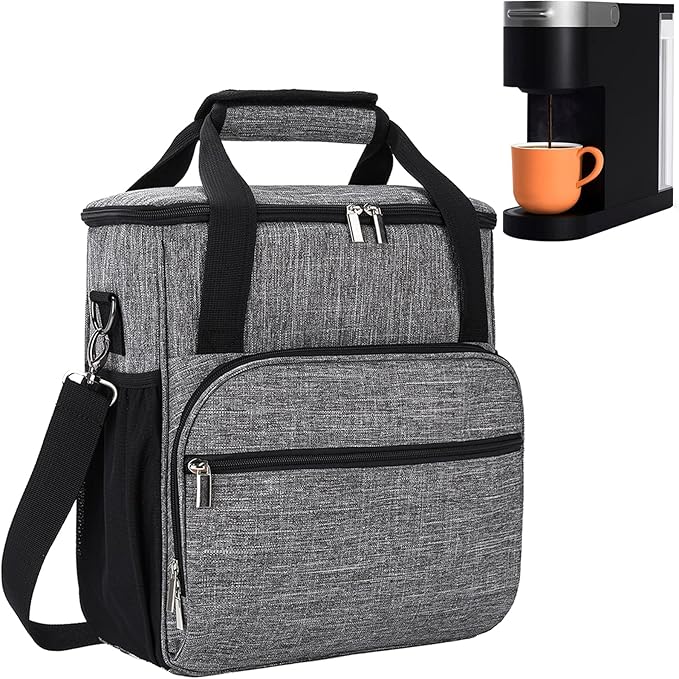 Coffee Maker Carring Bag for Keurig K-Slim/K-Express/K-Iced/Ninja PB041ST/Ninja PB051 Water Resistant Carry Case for Travel Grey