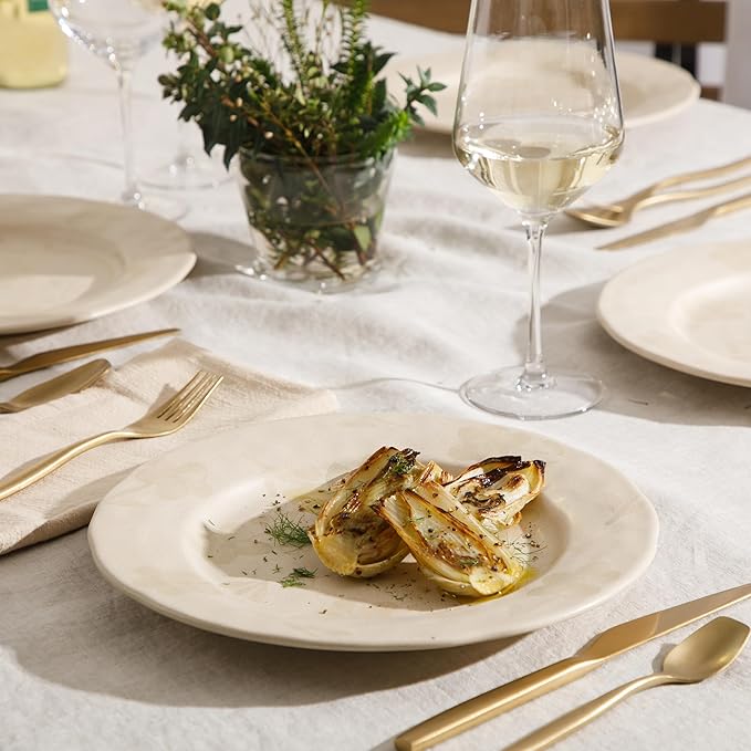 Bloomhouse - 2 Time Oprah's Favorite Things - Made in Portugal Hand Painted 10.8 Inch Dinner Plates Set of 4 - Porto Petals Floral Dish Set - Lilly Cream